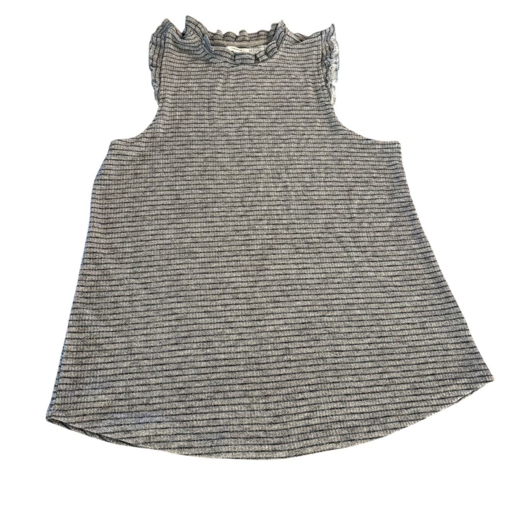 Maurices Gray Ribbed Ruffle Mock Neck Sleeveless Top Women’s XL Career Casual